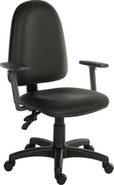 Ergo Twin High Back PU Operator Office Chair with Height Adjustable Arms Black - 2900PU-BLK/0280 DD
